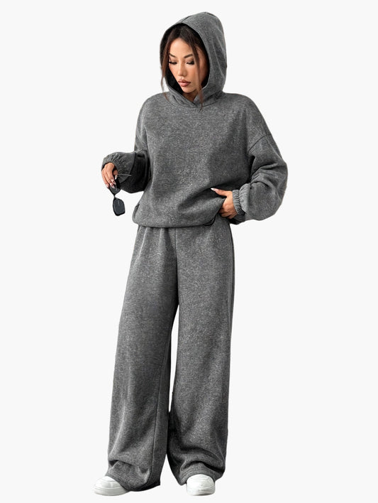 Dames Loungewear Set Hoodie en Wijde Broek – Elegante Vrijetijdslook voor Herfst & Winter