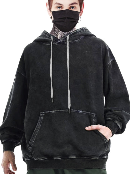 Unisex Kapuzenpullover Oversize Washed Dunkelgrau