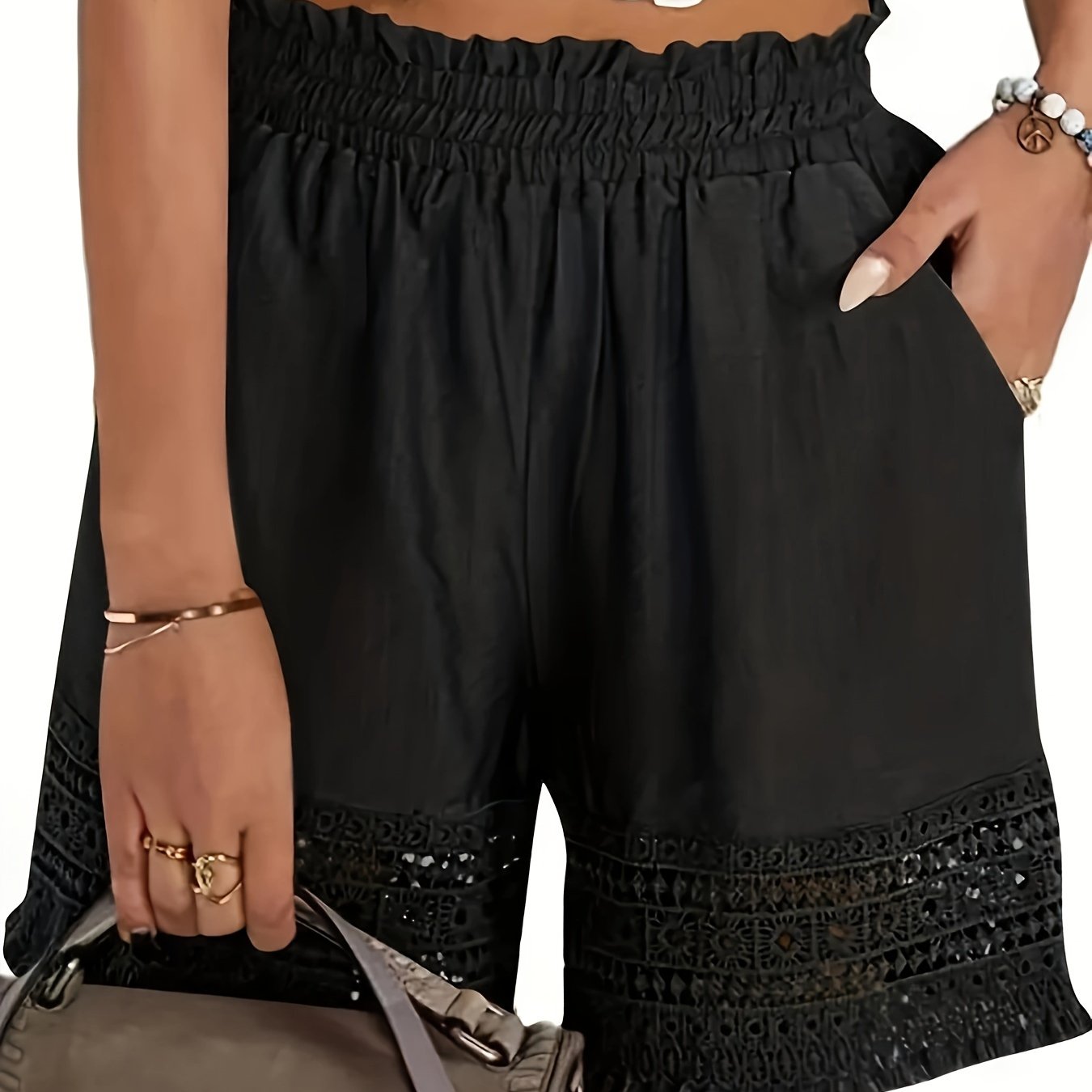 Dame sommershorts med heklet blonde – fritid og ferie, normal passform