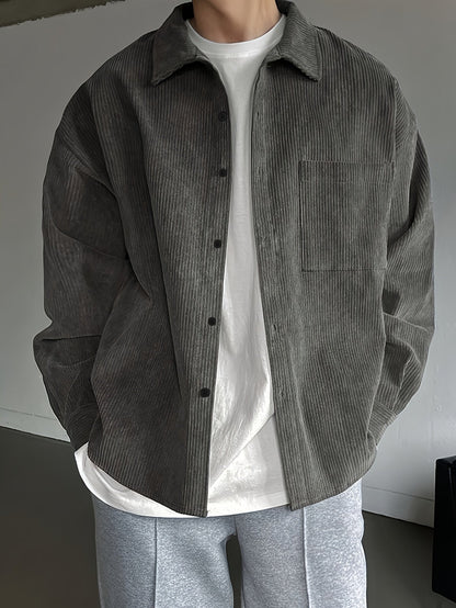 Chaqueta camisa casual oversize para hombre con botonadura – Look moderno de ocio