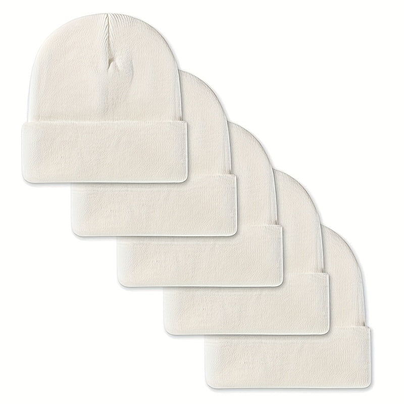 Set di 5 berretti unisex, berretti in maglia a coste di diversi colori