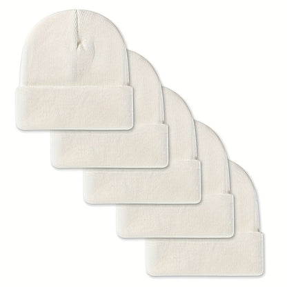 Set di 5 berretti unisex, berretti in maglia a coste di diversi colori