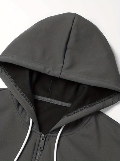 Chaqueta unisex con capucha y cremallera, multicolor, con cordón ajustable y bolsillos