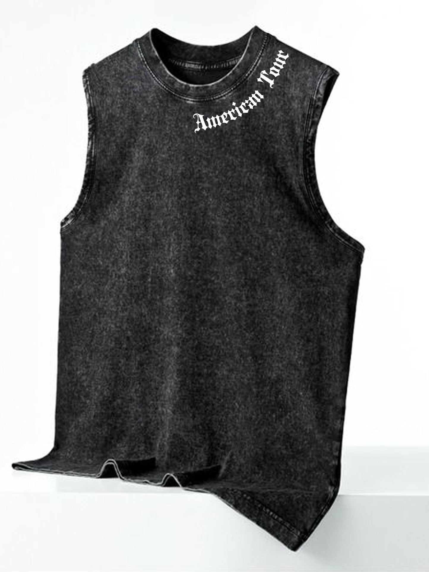 Herren streetwear ärmlös linne med vertikal tryck och urban stil