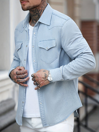 Herren Jeanshemd im Western-Stil – Lässiger Alltagslook, Perfekt für Freizeit und Streetwear