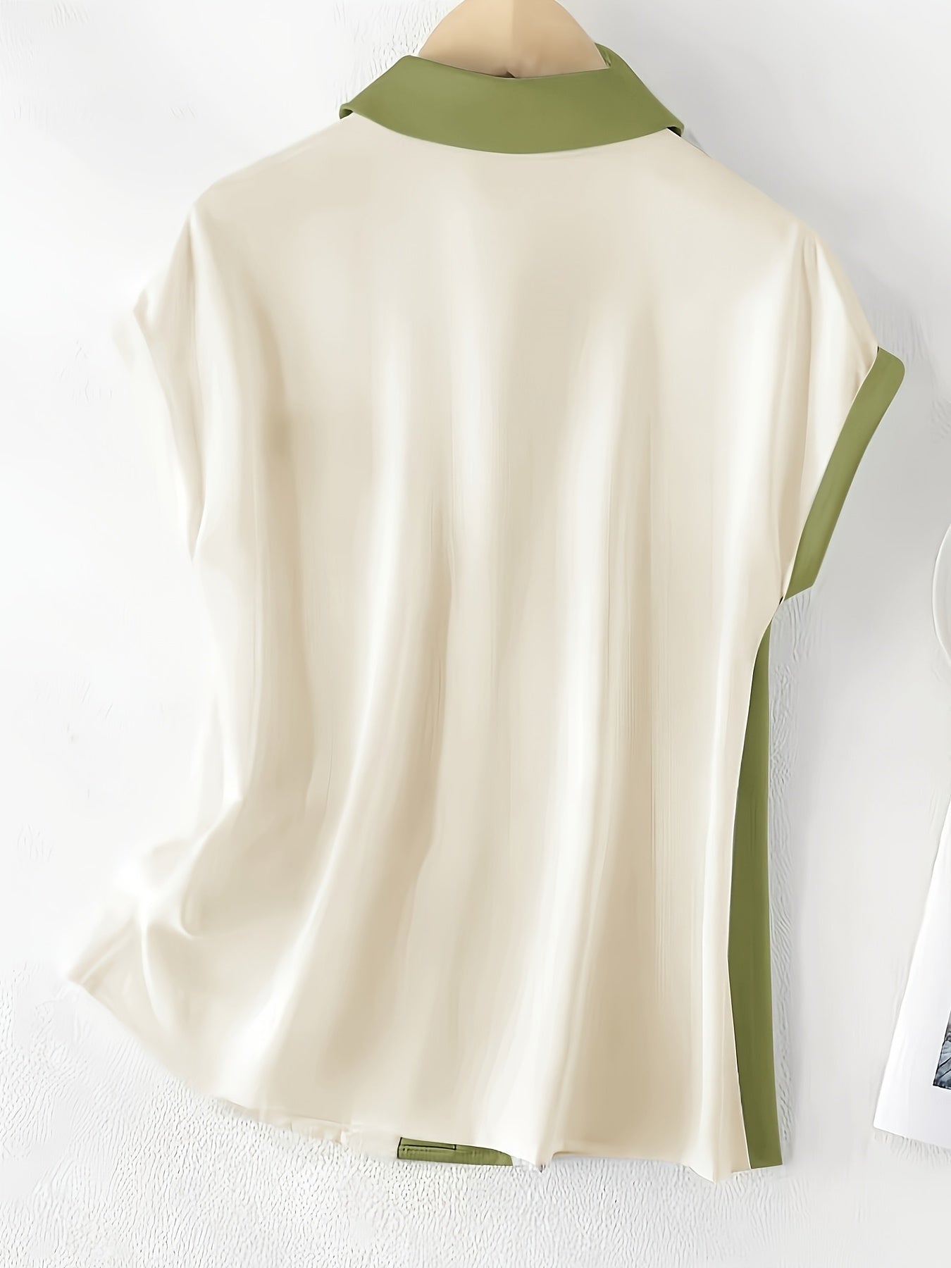 Blusa de mujer sin mangas elegante bicolor verano oficina casual