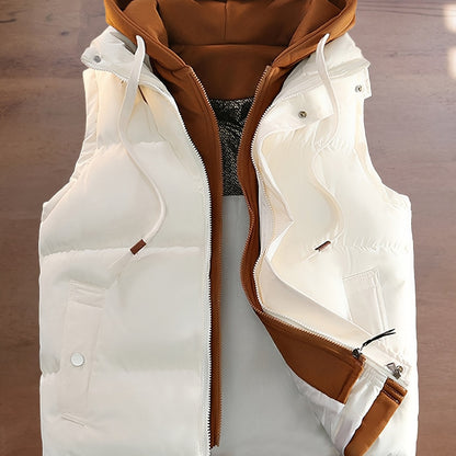 Unisex Steppweste mit Kapuze Doppel-Reißverschluss Winter Freizeit