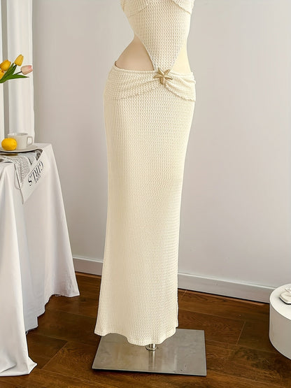 Dame aftenkjole elegant strand cut-out maxikjole for ferie og arrangementer