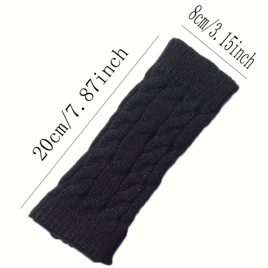 Gestrickte fingerlose Handschuhe – Armstulpen mit Zopfmuster in verschiedenen Farben