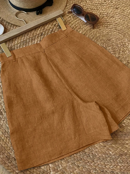 Dame vintage shorts med høj talje til sommer – stilfulde fritidsshorts med lommer