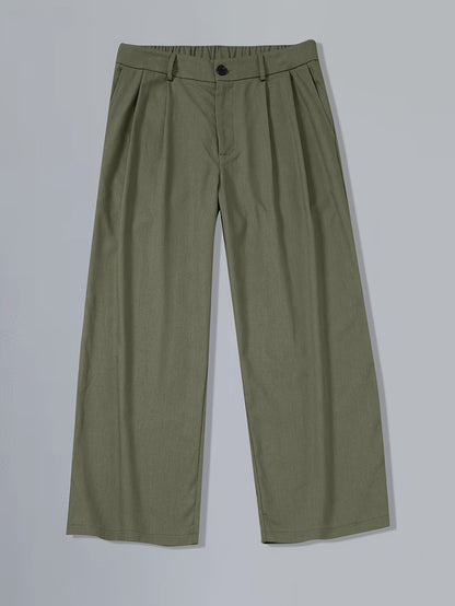 Pantalon plissé à taille large pour homme style vintage – Pantalon élégant pour affaires et loisirs