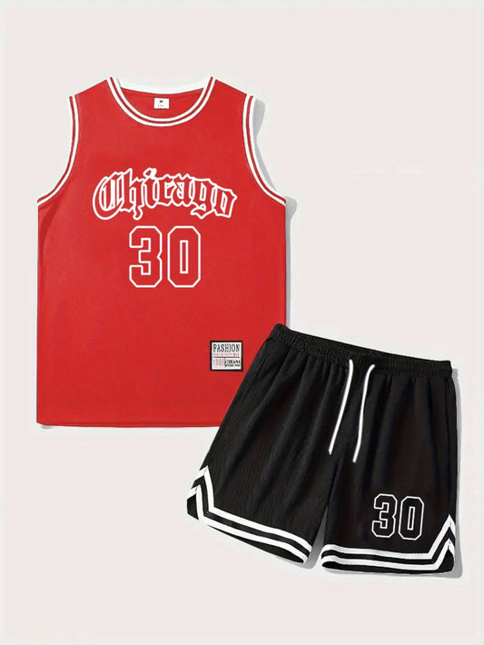 Herre basketballtrøje sæt Chicago 30 – Sportsligt tanktop og shorts til træning og fritid