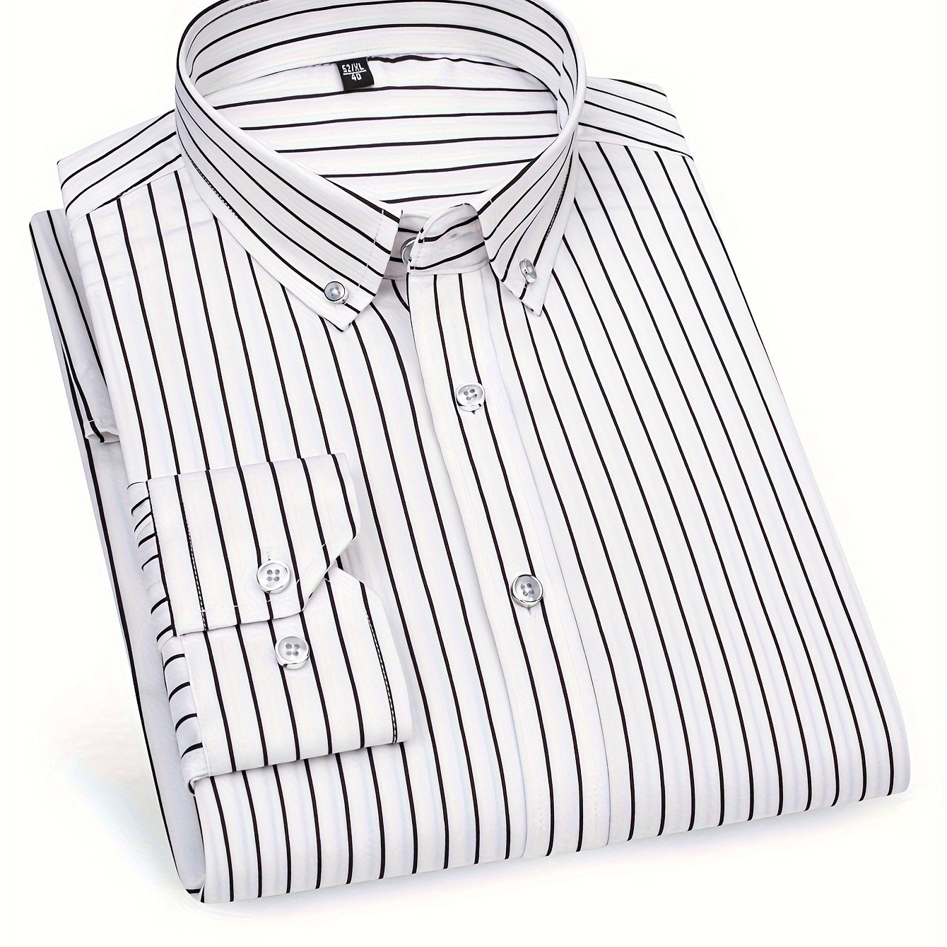 Chemise décontractée homme slim fit à rayures avec patte de boutonnage – Parfaite pour le quotidien et les sorties