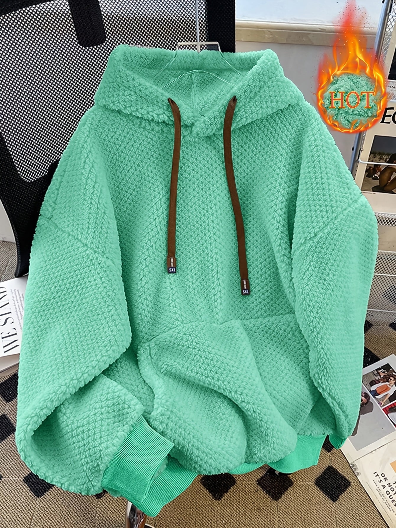 Unisex Teddy-Fleece Kapuzenpullover – Kuscheliger Hoodie mit Kängurutasche und Kordelzug