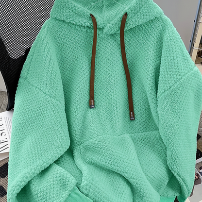 Unisex Teddy-Fleece Kapuzenpullover – Kuscheliger Hoodie mit Kängurutasche und Kordelzug