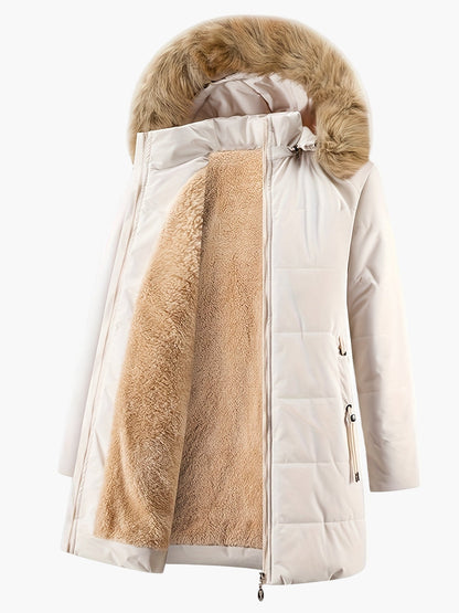 Damen Winterparka mit Kapuze und Kunstpelz – Modische warme Jacke für kalte Tage