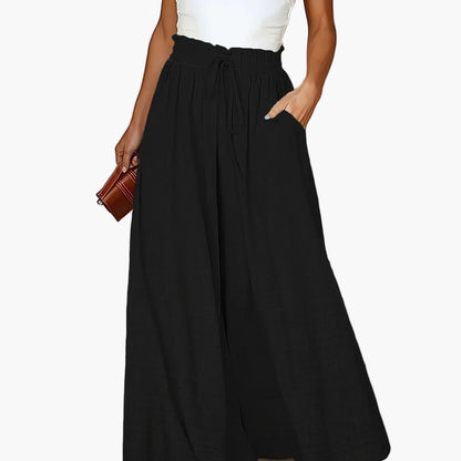 Pantaloni palazzo a vita alta da donna con cintura a fiocco – Stile elegante casual per tutti i giorni e ufficio