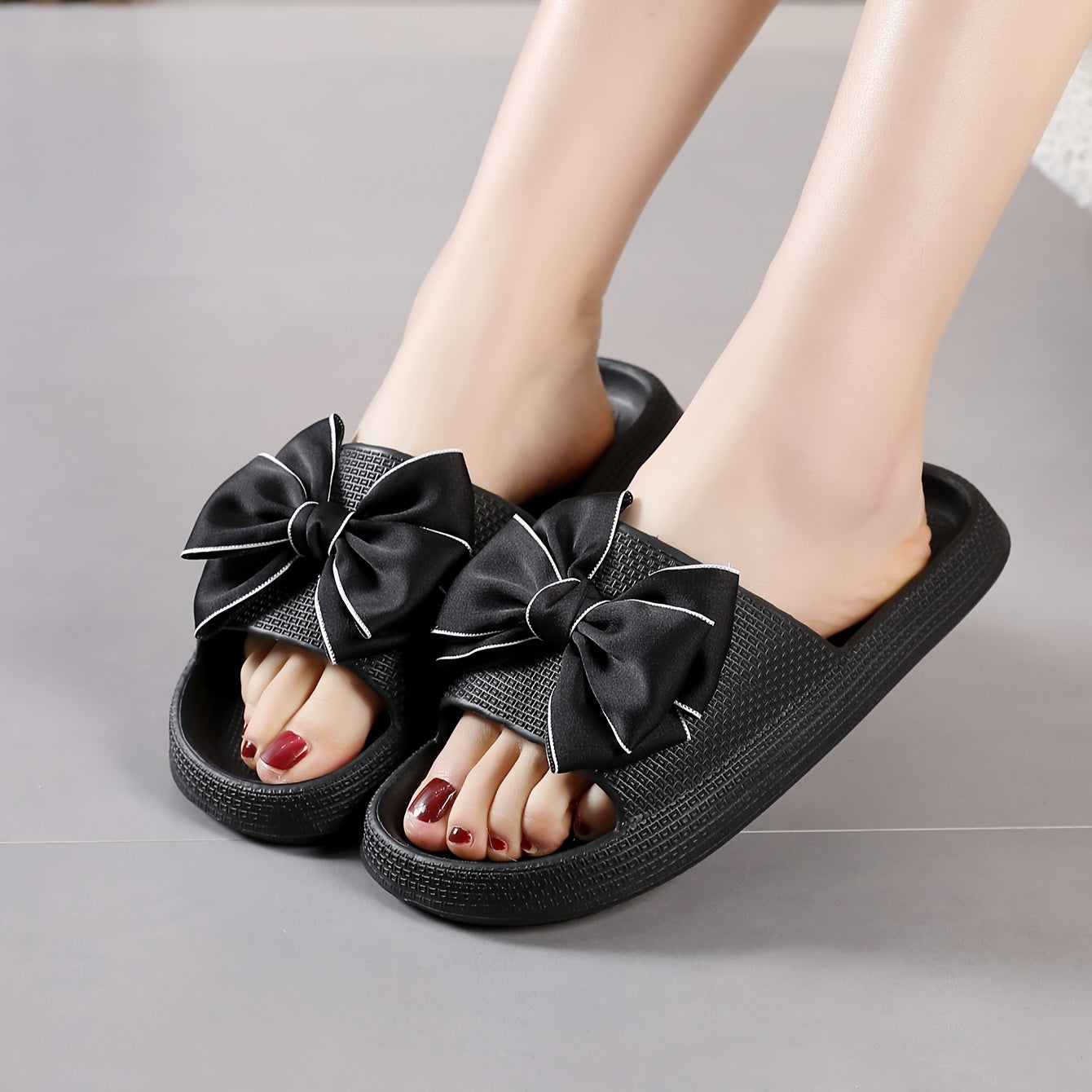 Dames slidesandalen met grote strik – modieuze vrijetijdsschoenen voor tuin, zwembad en dagelijks gebruik