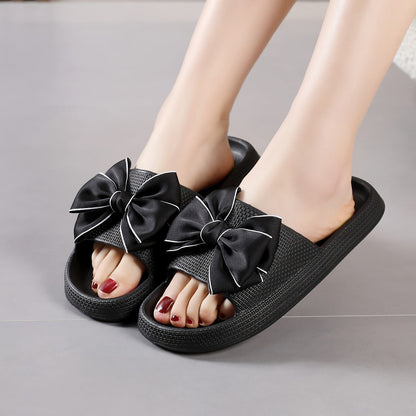 Dames slidesandalen met grote strik – modieuze vrijetijdsschoenen voor tuin, zwembad en dagelijks gebruik