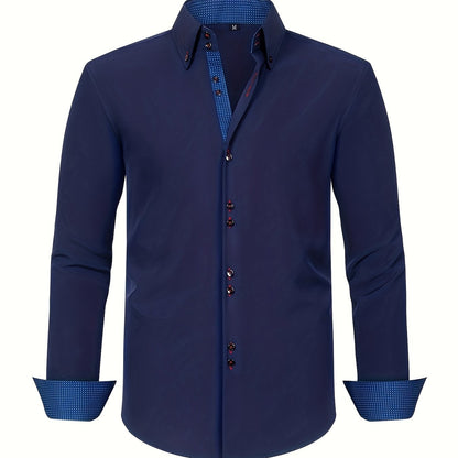 Męska koszula biznesowa casual z długim rękawem nowoczesny elegancki design