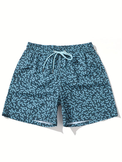 Herren Badeshorts mit modernem Muster, sportlicher Stil, ideal für Strand und Freizeit