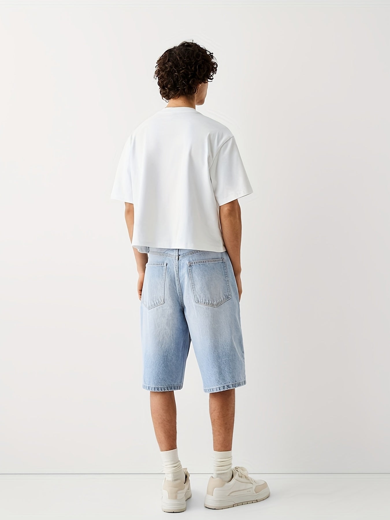 Bermuda jeans homme coupe ample – style urbain décontracté pour le quotidien et les loisirs