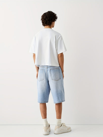 Bermuda jeans homme coupe ample – style urbain décontracté pour le quotidien et les loisirs