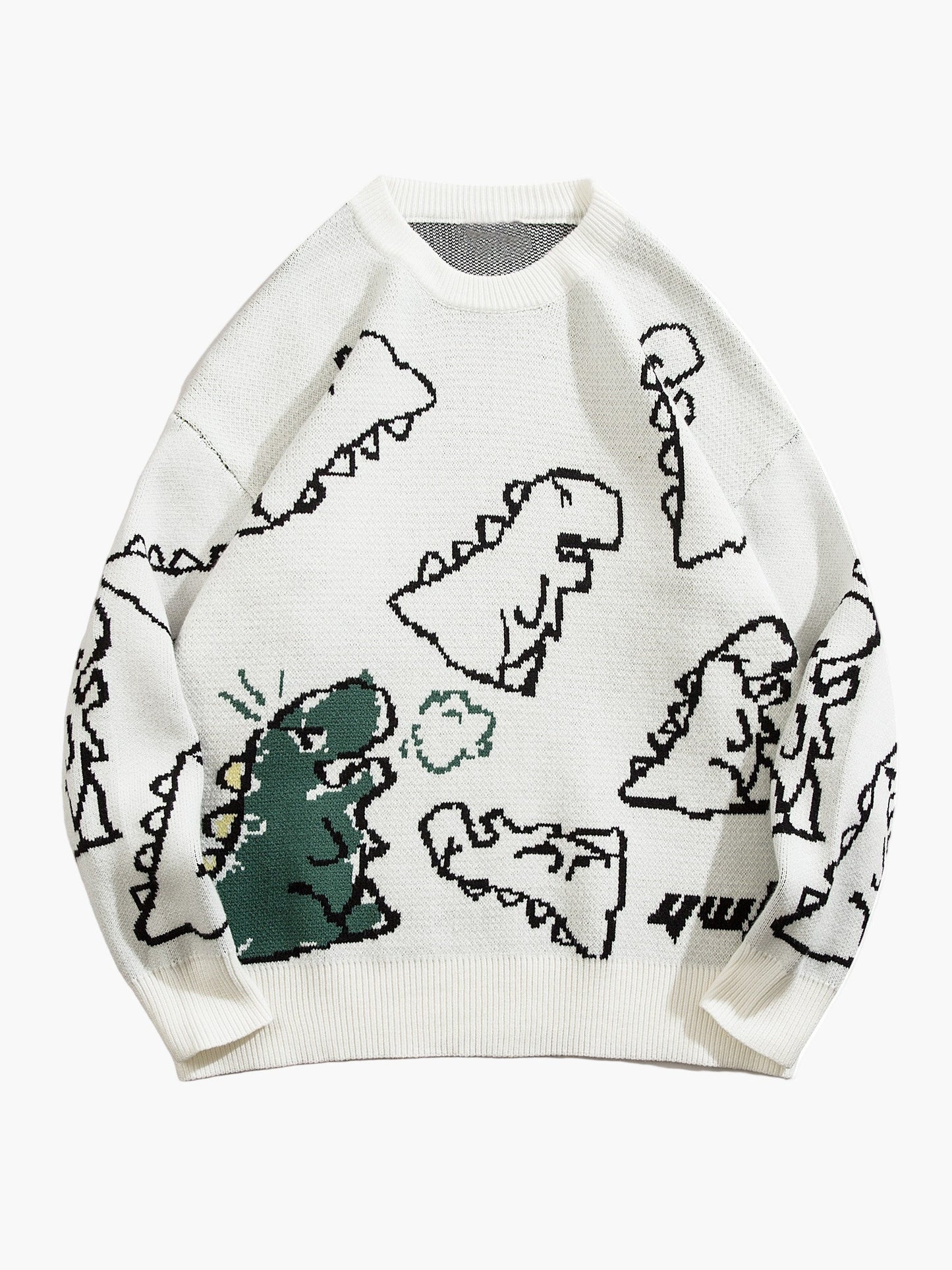Herren Pullover im Cartoon-Dinosaurier-Design, lässig, Streetwear, für Herbst & Winter