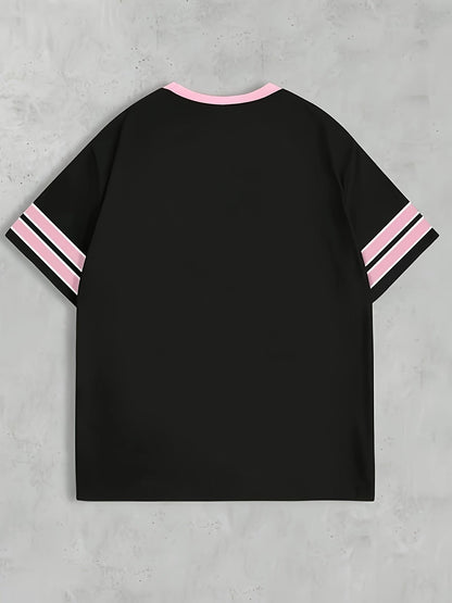 Dame Preppy Stil Sport Jersey T-shirt med nummer 28 og college-tryk – sommer fritidstøj
