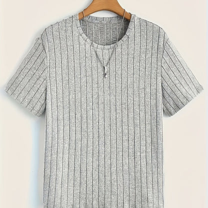 Herre T-shirt med lodret ribmønster – Moderne kortærmet shirt til hverdag og fritid