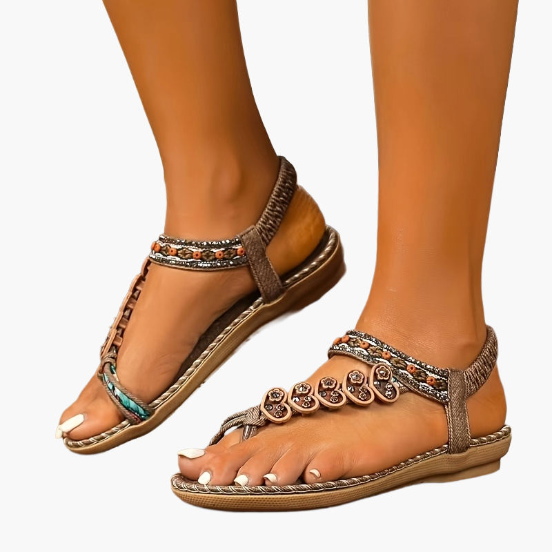 Dames teenslippers in boho-stijl met pareldecoratie voor zomer en vrije tijd