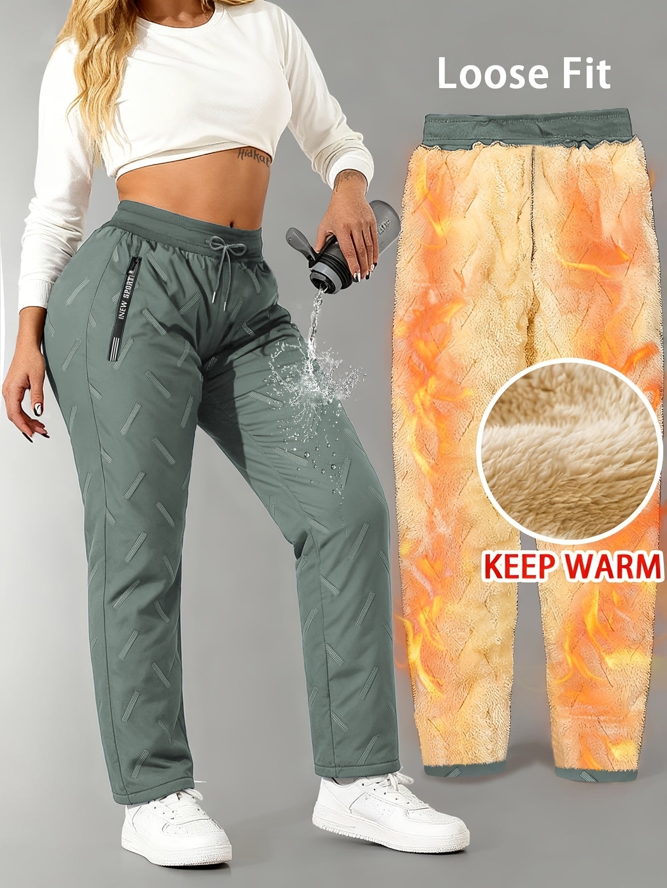 Pantaloni da jogging invernali da donna, imbottiti e idrorepellenti, per sport e tempo libero
