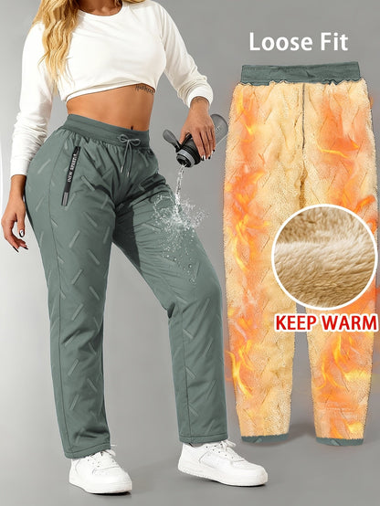 Pantaloni da jogging invernali da donna, imbottiti e idrorepellenti, per sport e tempo libero