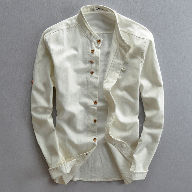 Steven – Chemise homme style chinois avec col montant