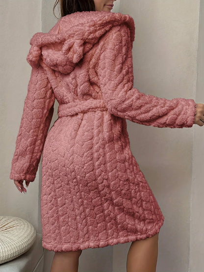 Peignoir de bain douillet à capuche et oreilles pour femmes