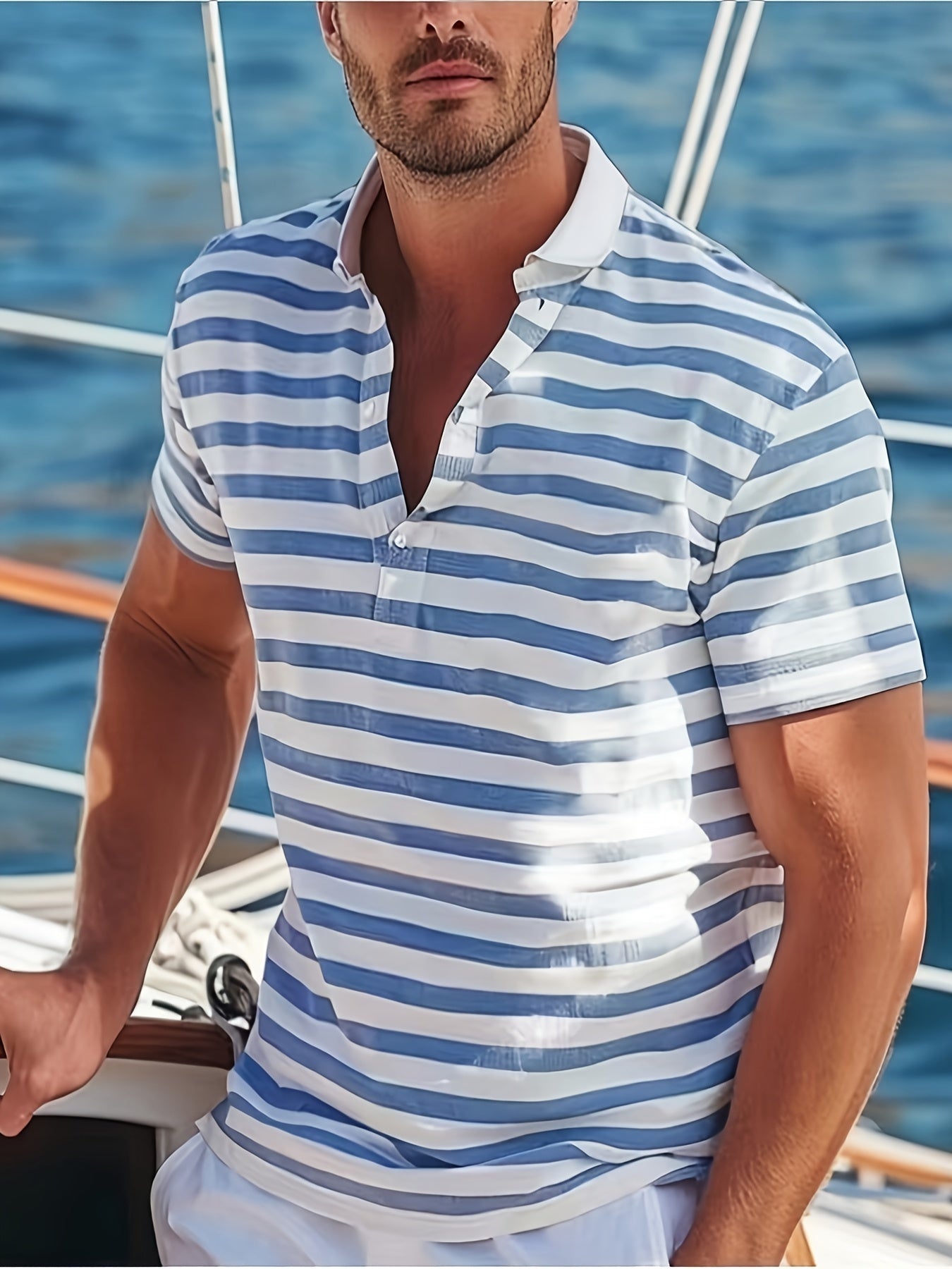 Herren Polo-Shirt mit Streifen – Maritimer Stil, Freizeit & Sommermode