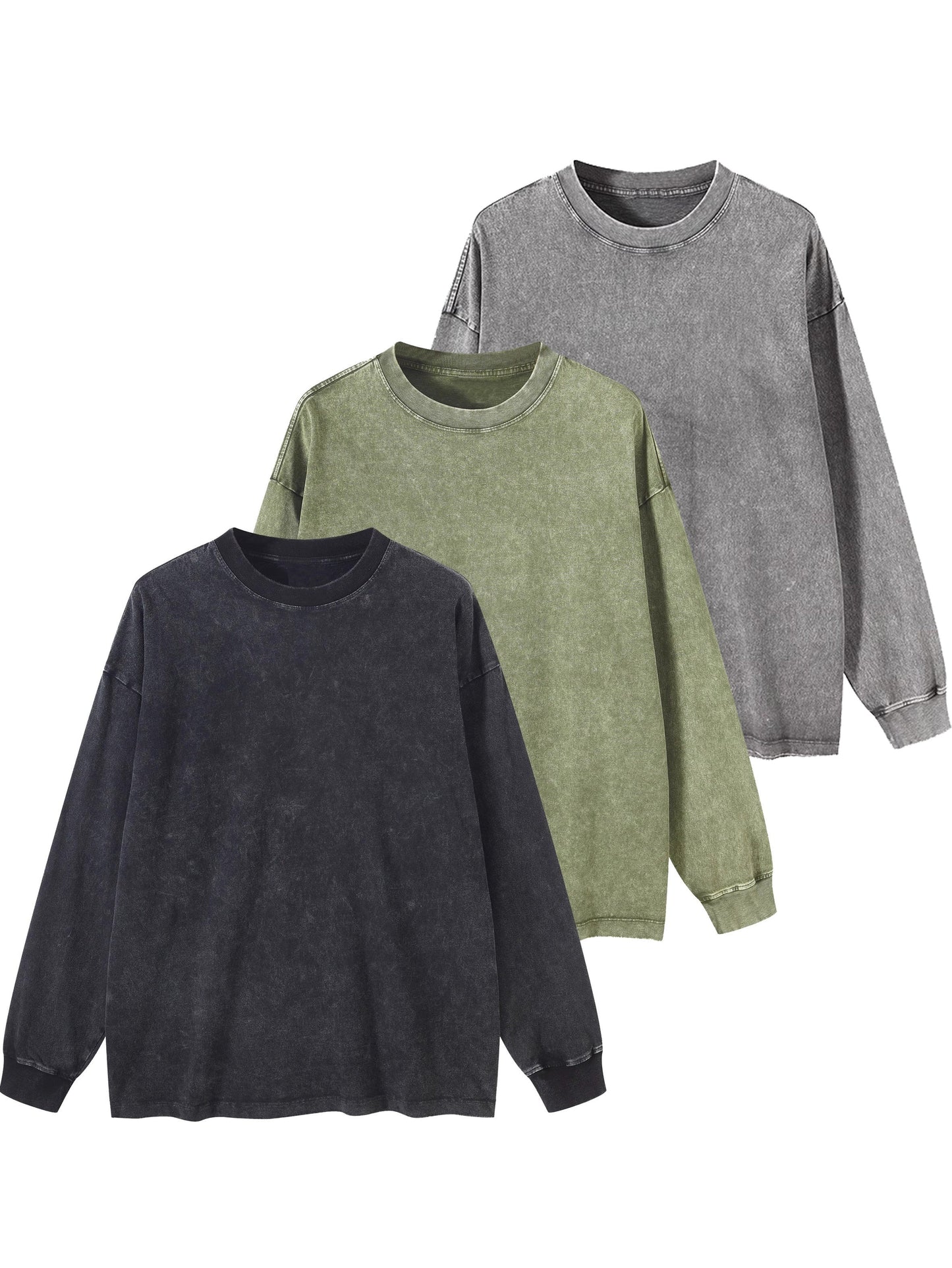 Sweatshirt Acid Washed Rundhalsausschnitt Langarm