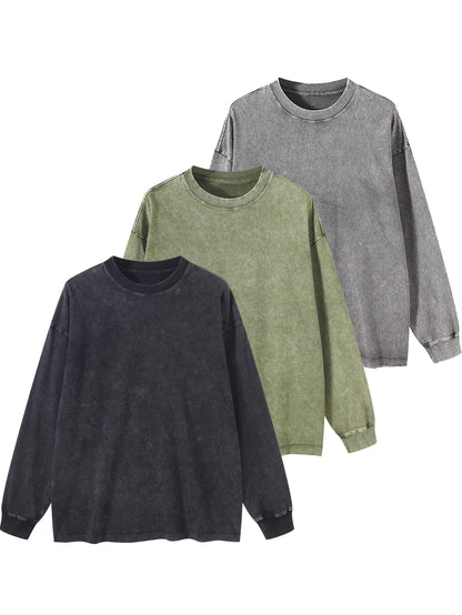 Sweatshirt Acid Washed Rundhalsausschnitt Langarm