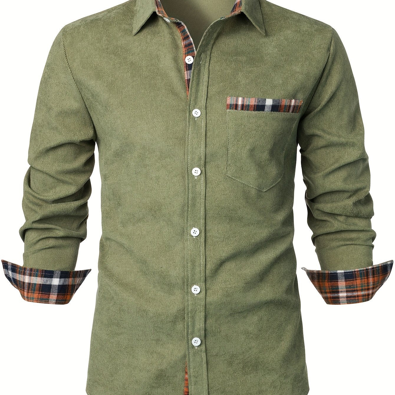 Camisa casual para hombre Modern Fit con detalles a cuadros – Camisa de manga larga elegante para el día a día y la oficina