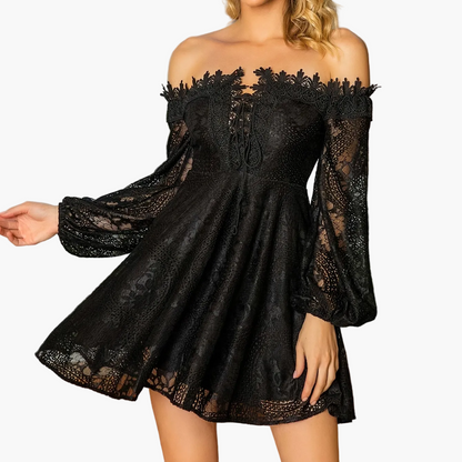 Dames Off-Shoulder kanten jurk elegant A-lijn lente- en zomerjurk feest cocktail