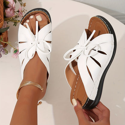 Damen Komfort-Sandalen mit Schleifen-Design für Freizeit & Alltag – Offene Zehen, Sommer, Bequemer Einstieg