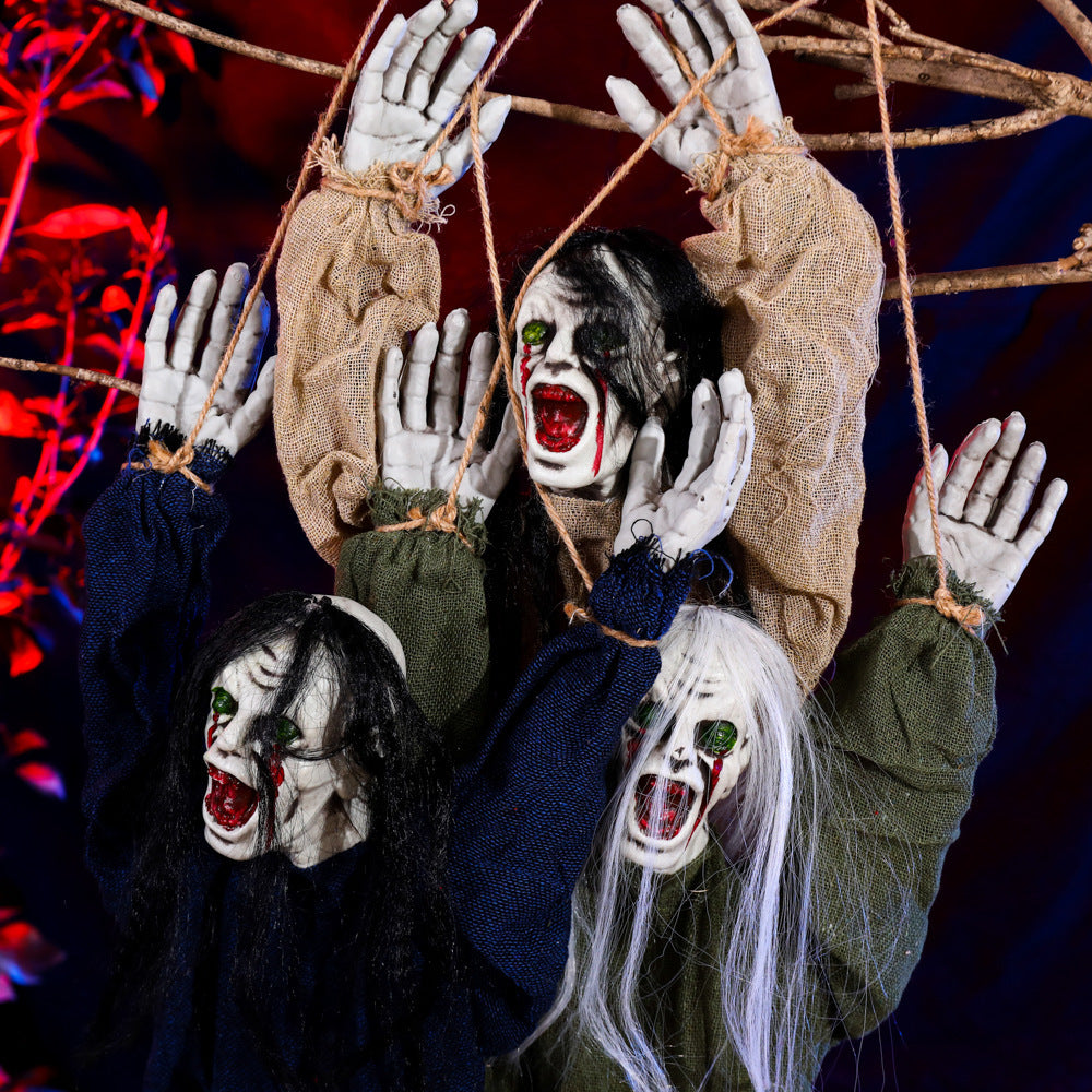 Halloweenowa wisząca dekoracja duchów – przerażające ozdobne figurki na halloweenowe imprezy i domy strachów