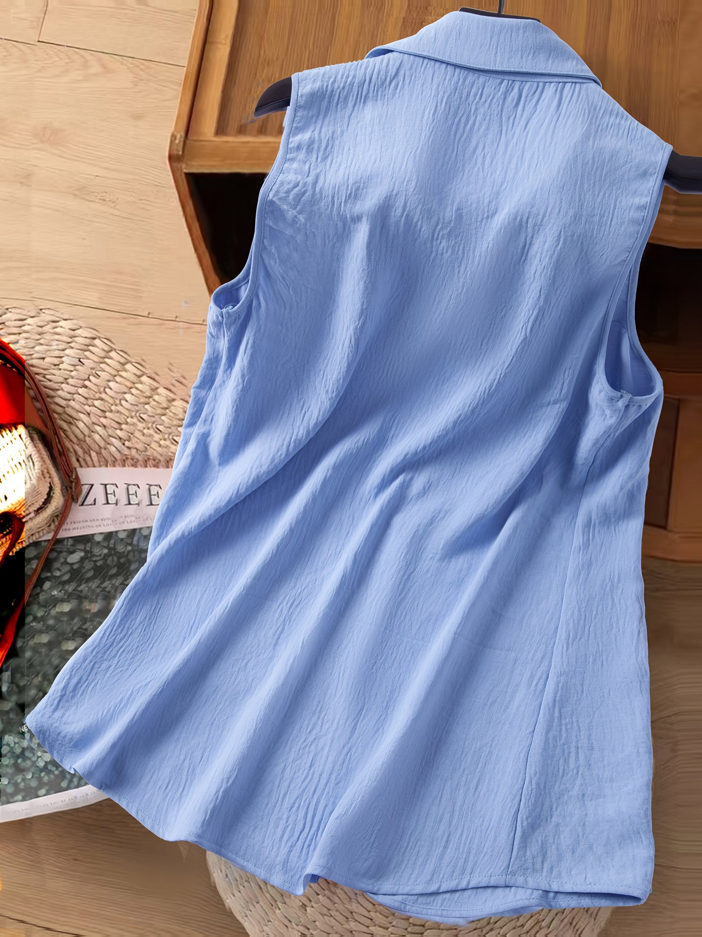 Damski top bez rękawów z kwiatową haftem – elegancki styl casualowy