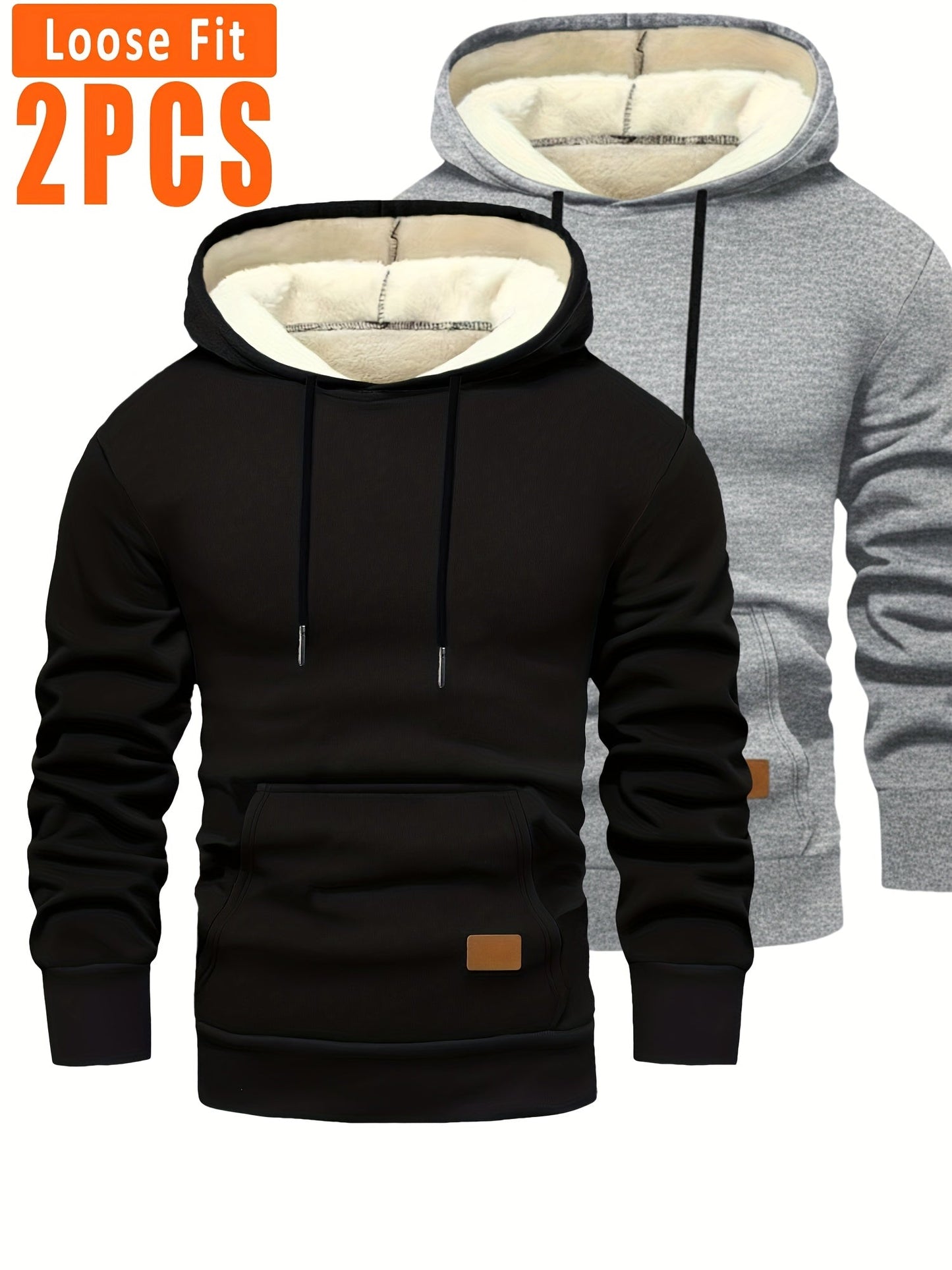 Pack de 2 sudaderas con capucha de corte holgado para hombre y forro interior suave