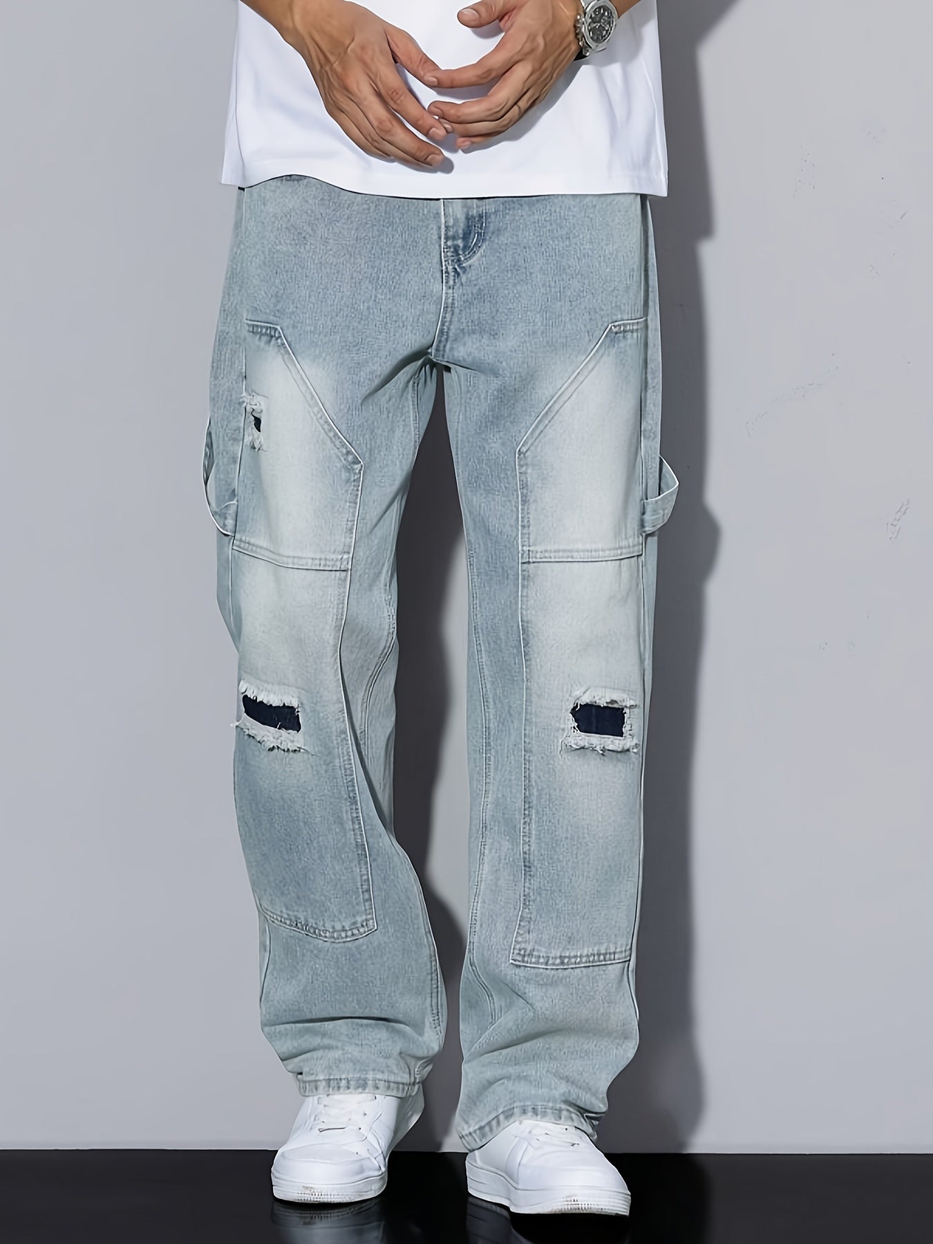 Jeans cargo da uomo in stile loose fit – moda streetwear per tutti i giorni e il tempo libero
