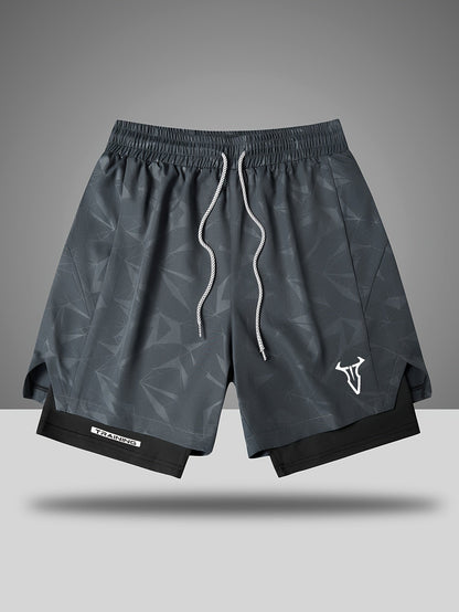 Pantaloncini da allenamento uomo fitness sport taglio regolare con coulisse e tasche laterali