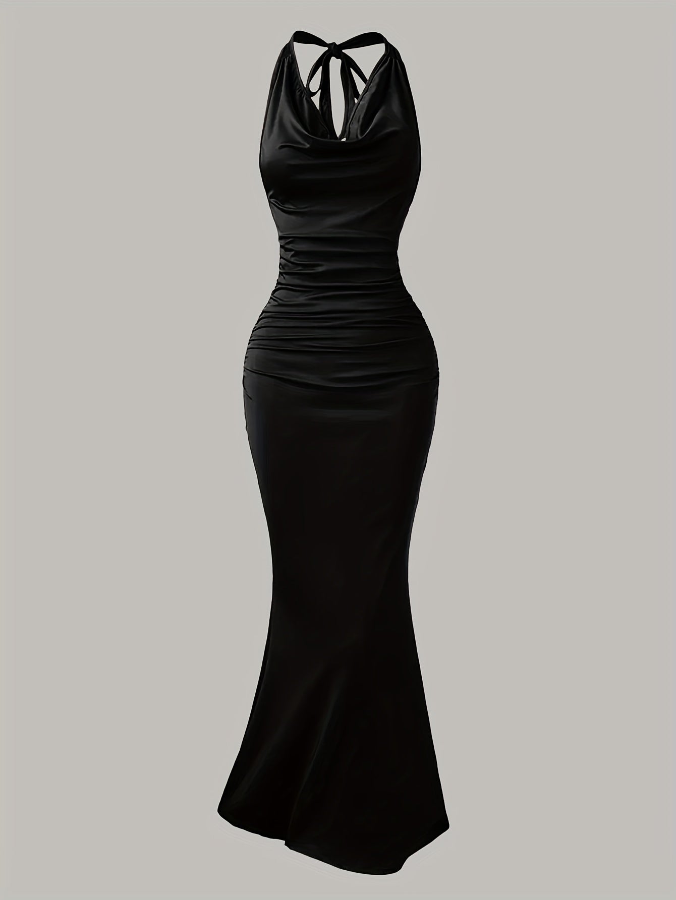 Dame Aftenkjole Elegant Ryggfri Maxi Fest Halterneck Figurformende