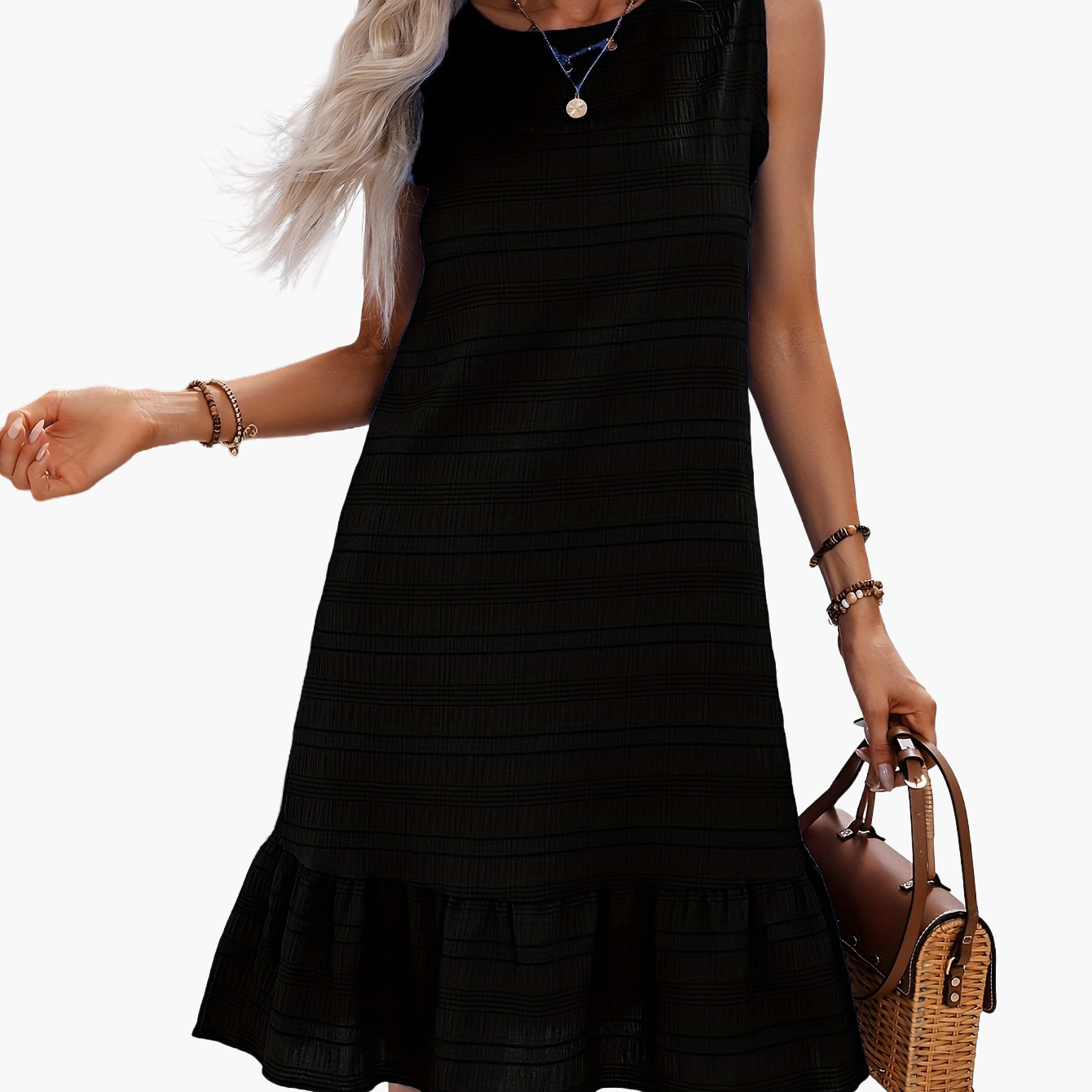 Abito da donna senza maniche con volant – Stile estivo elegante per vacanze e vita quotidiana