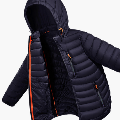 Herren Steppjacke mit Kapuze – Outdoor Freizeitjacke, Winddicht, Übergangsjacke
