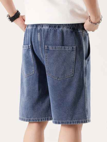 Herre Denim Shorts Løs Pasform Fritid Knæhøj
